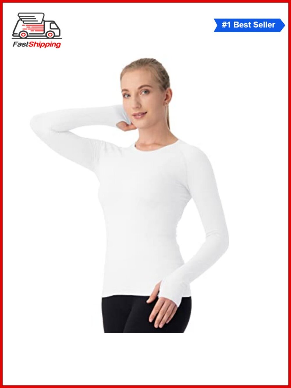 Seamless Long Sleeve Workout Top Thumb Holes Crewneck